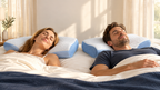 Couple waking up on SleepCradle Contour Pillows